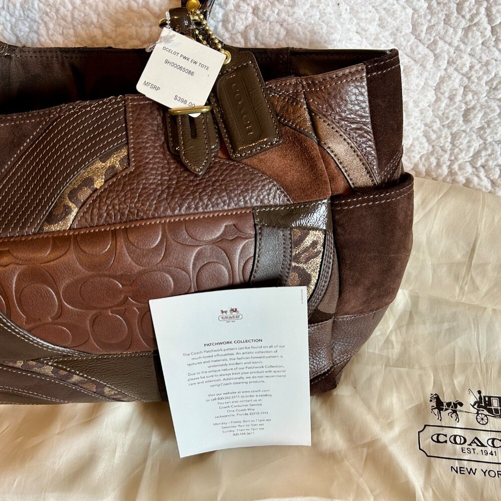 COACH PURSE NWT Patchwork Collection Brown/Gold/Leather/Suede - Picture 10 of 16